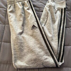 Adidas Youth Fleece Joggers Gray Black Three Stripe Size Boys Large 14/16 EUC